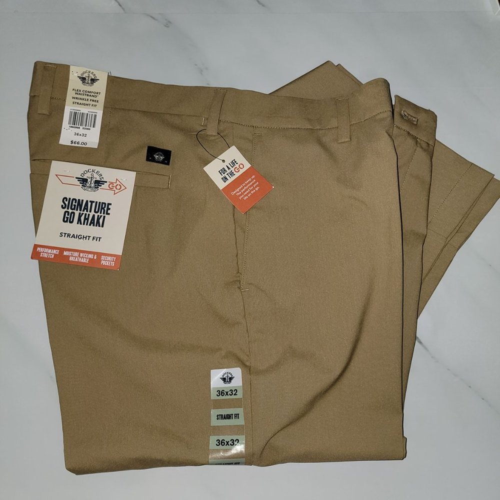 Dockers Men's Signature Comfort Waistband Pants Size 36W x 32L Harvest Gold